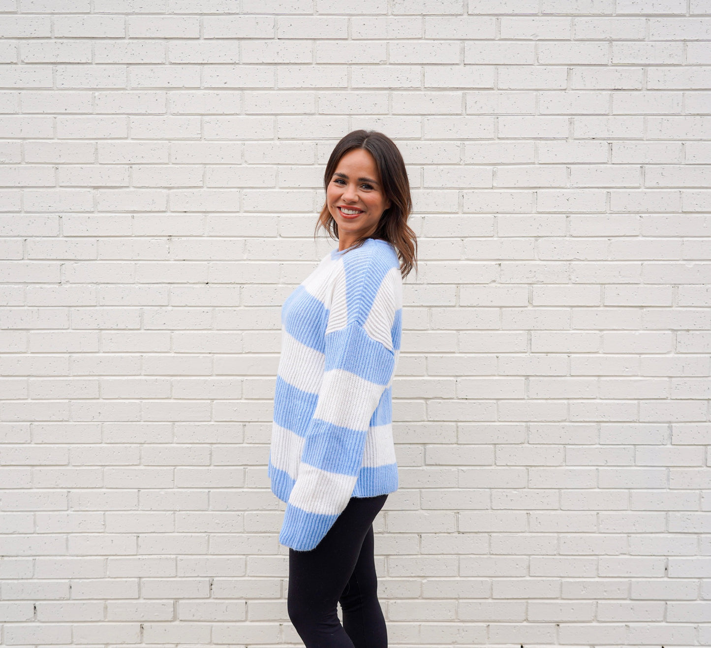 Blue & White Stripped Oversized Casual Sweater