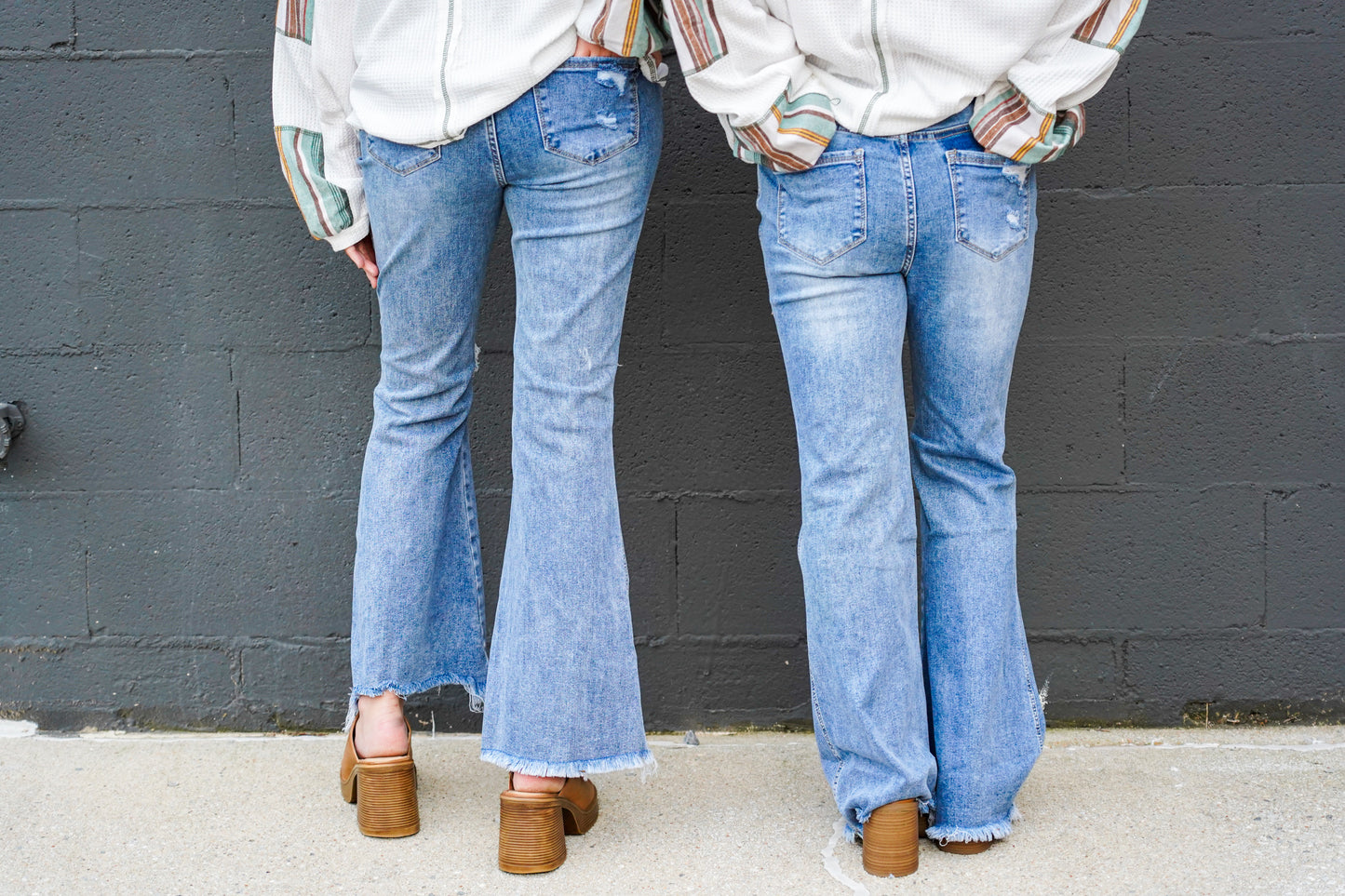 High-Rise Distressed Ripped Flared Jeans