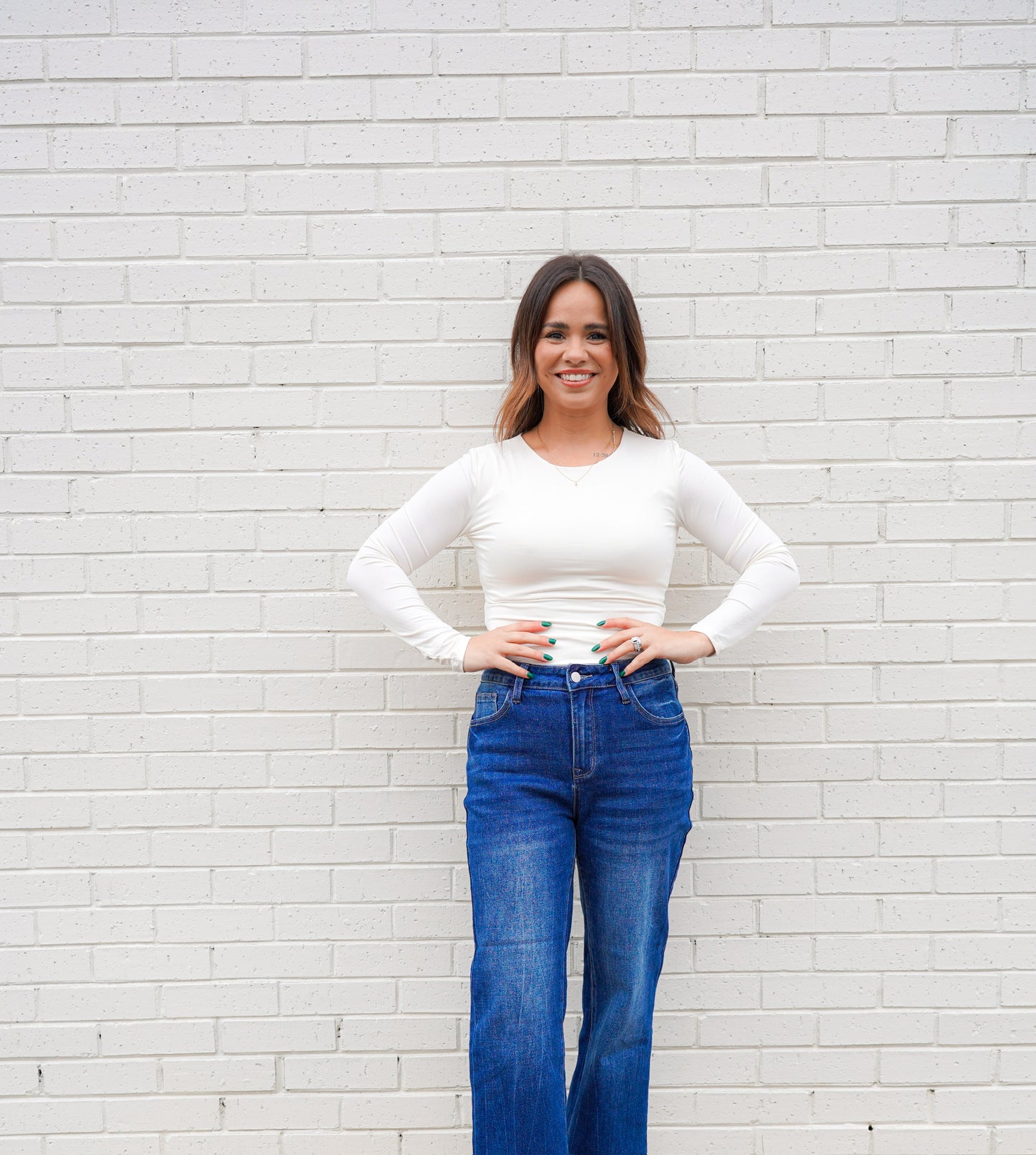 Fitted Round Neck Long Sleeve Fitted Top
