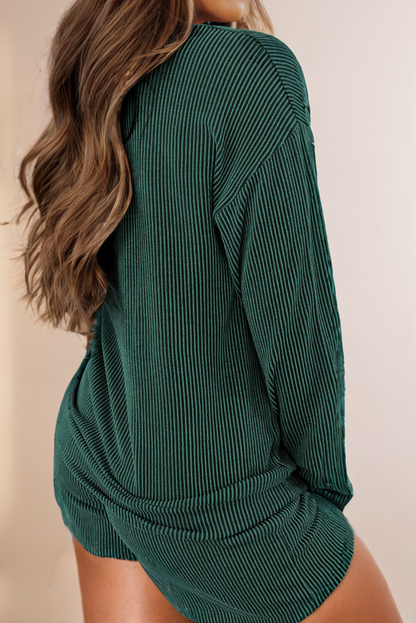 Green "MERRY" Graphic Long Sleeve Top & Shorts Set – Cozy Everyday and PJ Wear