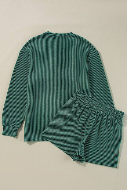 Green "MERRY" Graphic Long Sleeve Top & Shorts Set – Cozy Everyday and PJ Wear