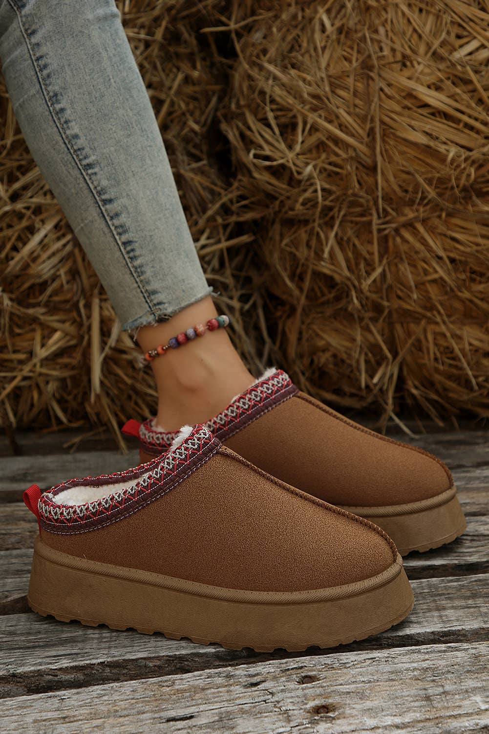 Chestnut Ankle Platform Slippers