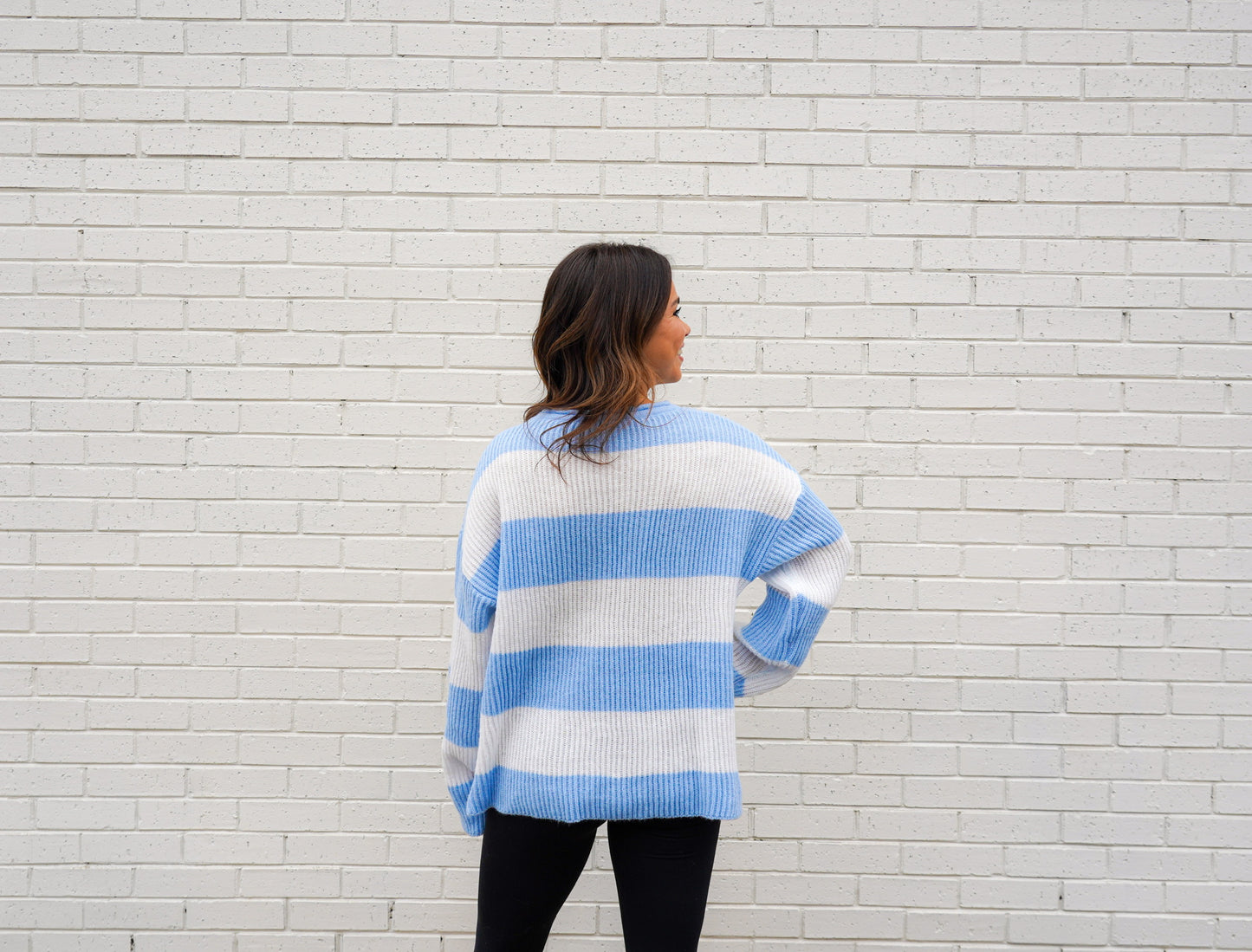 Blue & White Stripped Oversized Casual Sweater