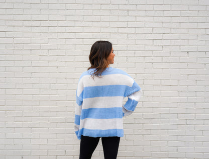 Blue & White Stripped Oversized Casual Sweater