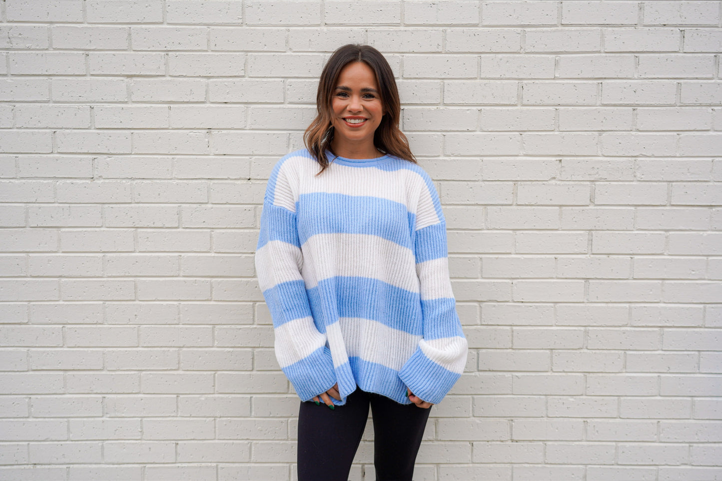Blue & White Stripped Oversized Casual Sweater