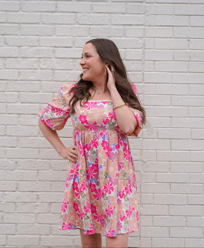 Floral Puff Sleeve Babydoll Dress