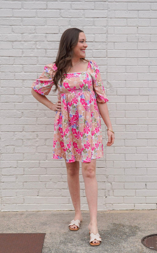 Floral Puff Sleeve Babydoll Dress
