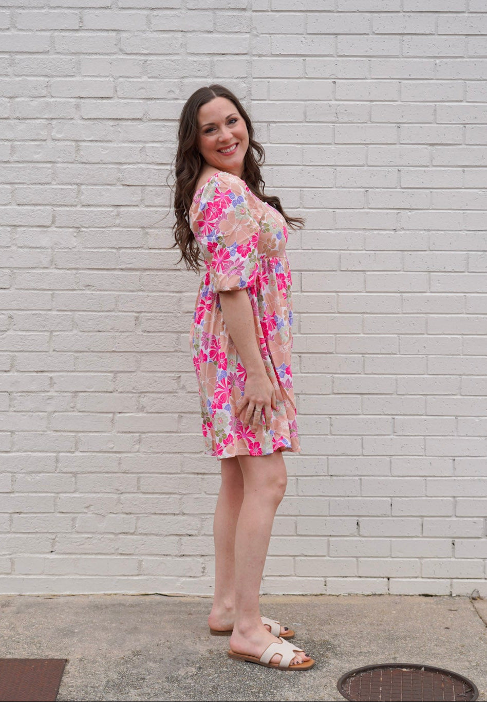 Floral Puff Sleeve Babydoll Dress