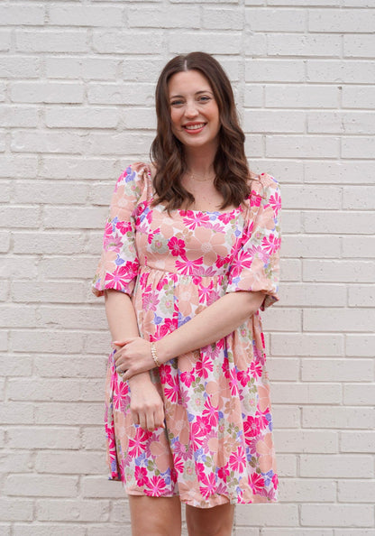 Floral Puff Sleeve Babydoll Dress