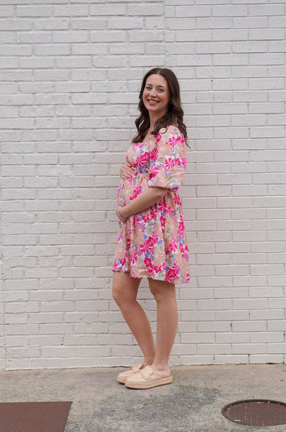 Floral Puff Sleeve Babydoll Dress