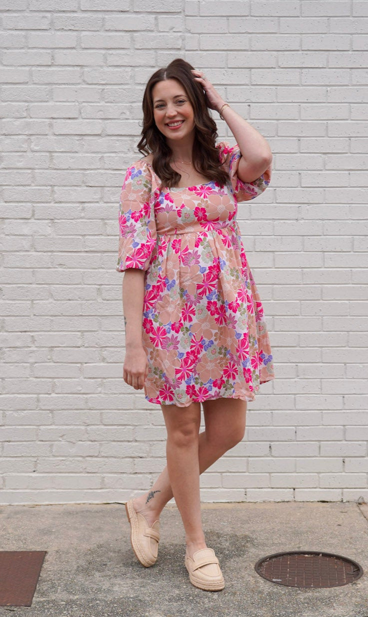 Floral Puff Sleeve Babydoll Dress