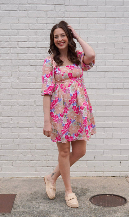 Floral Puff Sleeve Babydoll Dress