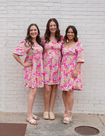 Floral Puff Sleeve Babydoll Dress