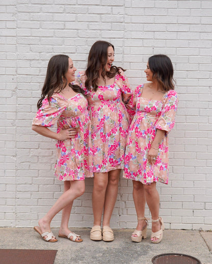 Floral Puff Sleeve Babydoll Dress