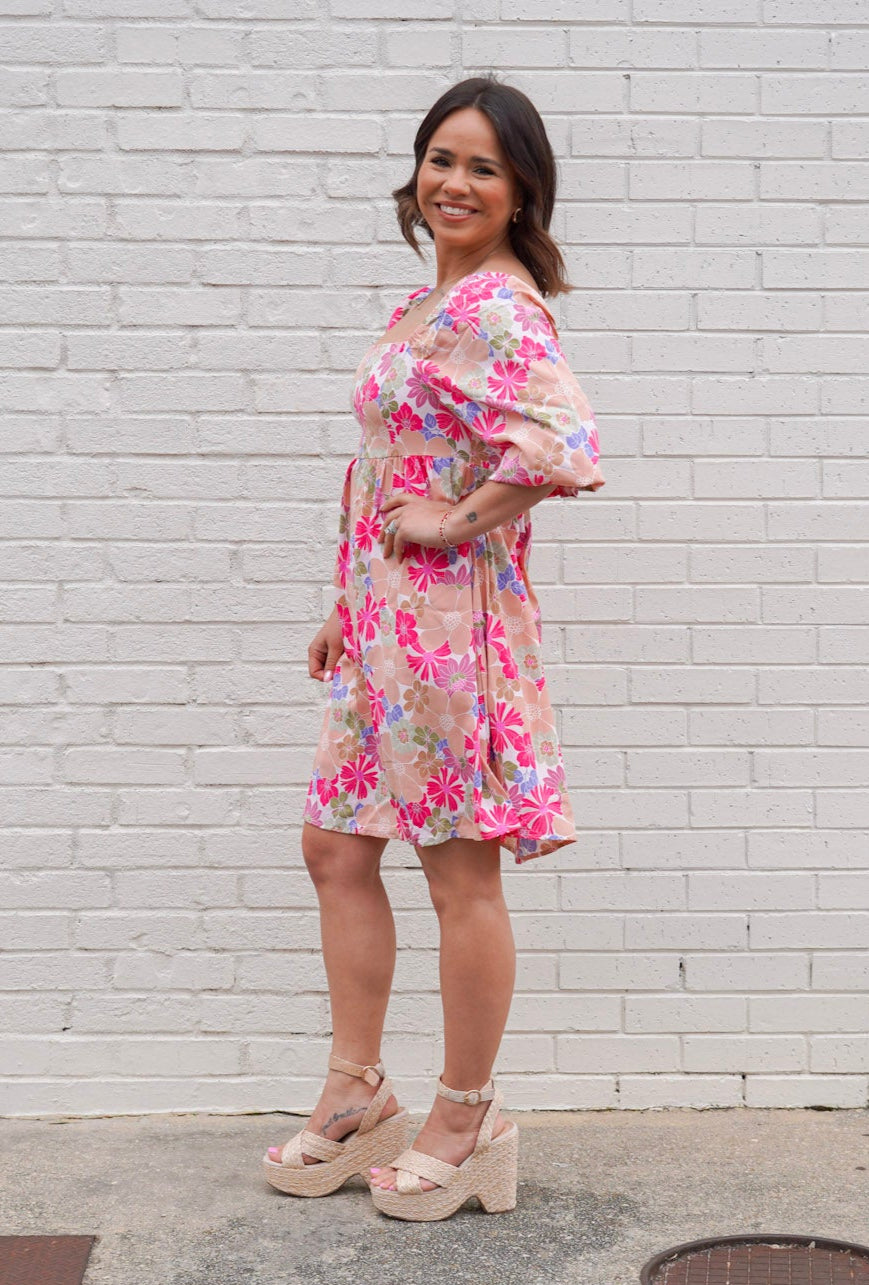 Floral Puff Sleeve Babydoll Dress