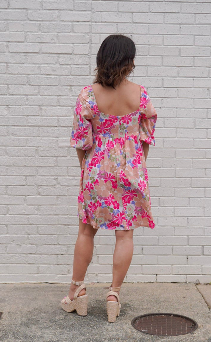 Floral Puff Sleeve Babydoll Dress