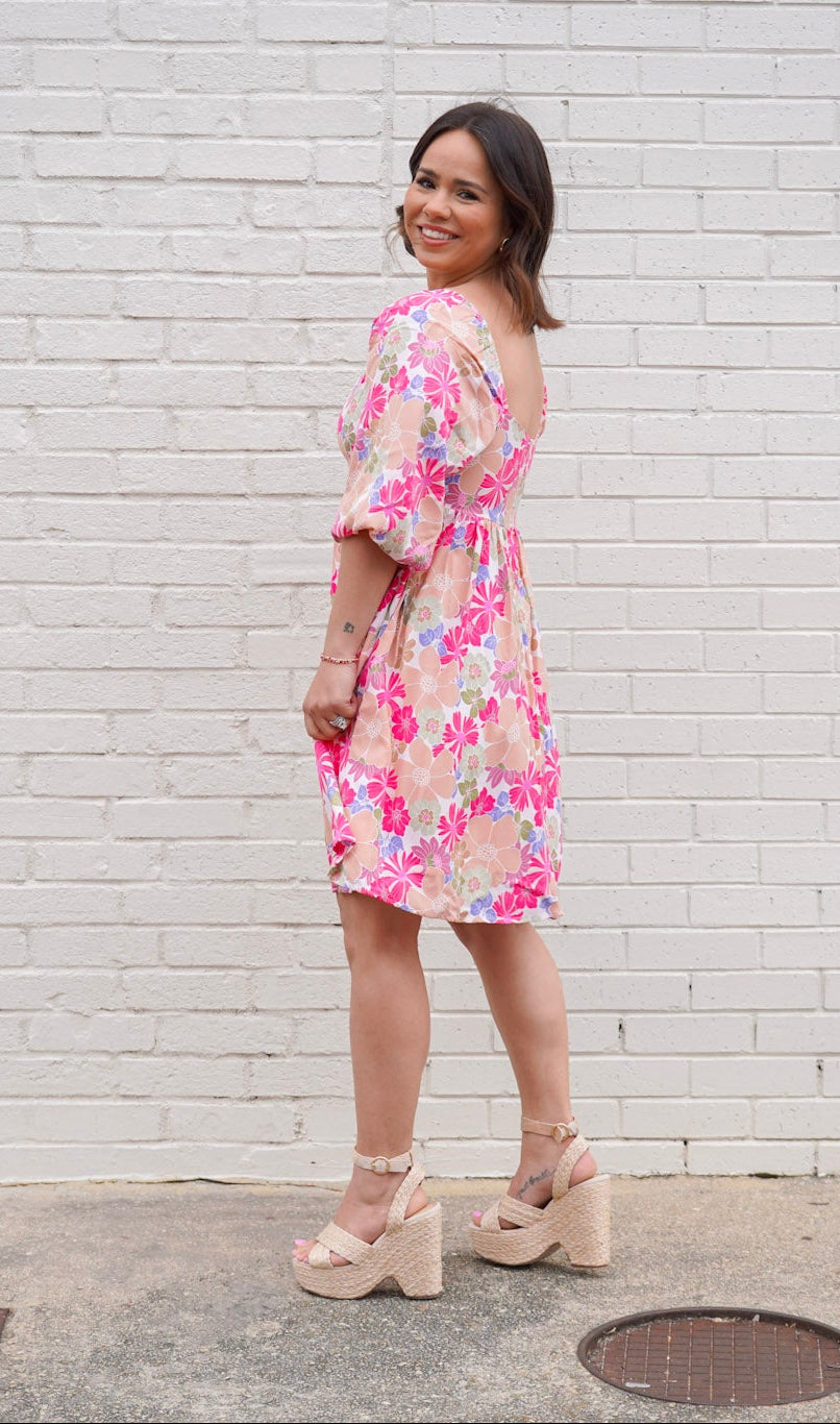 Floral Puff Sleeve Babydoll Dress