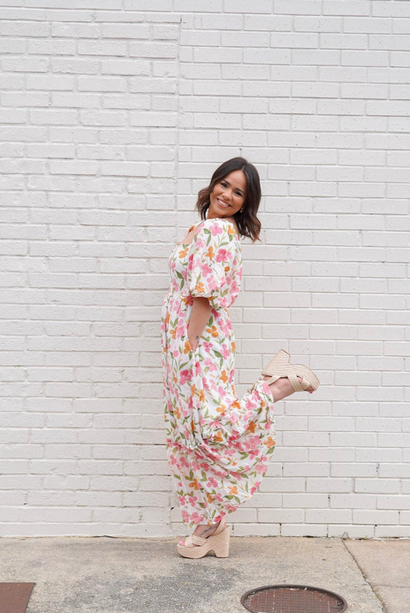 Floral Puff Sleeve Maxi