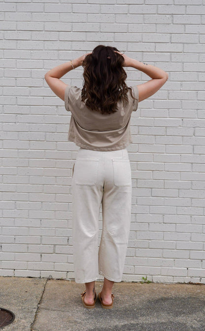 Effortless Comfort High Waisted Washed Barrel Pants