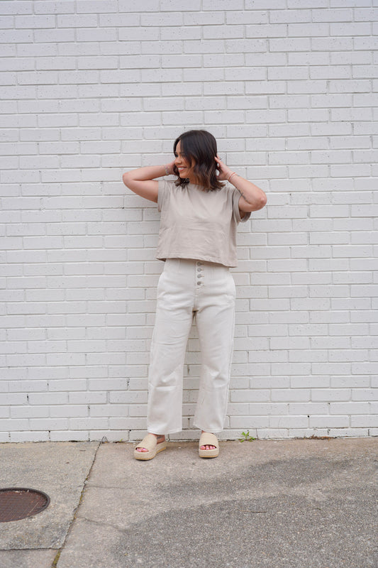 Effortless Comfort High Waisted Washed Barrel Pants