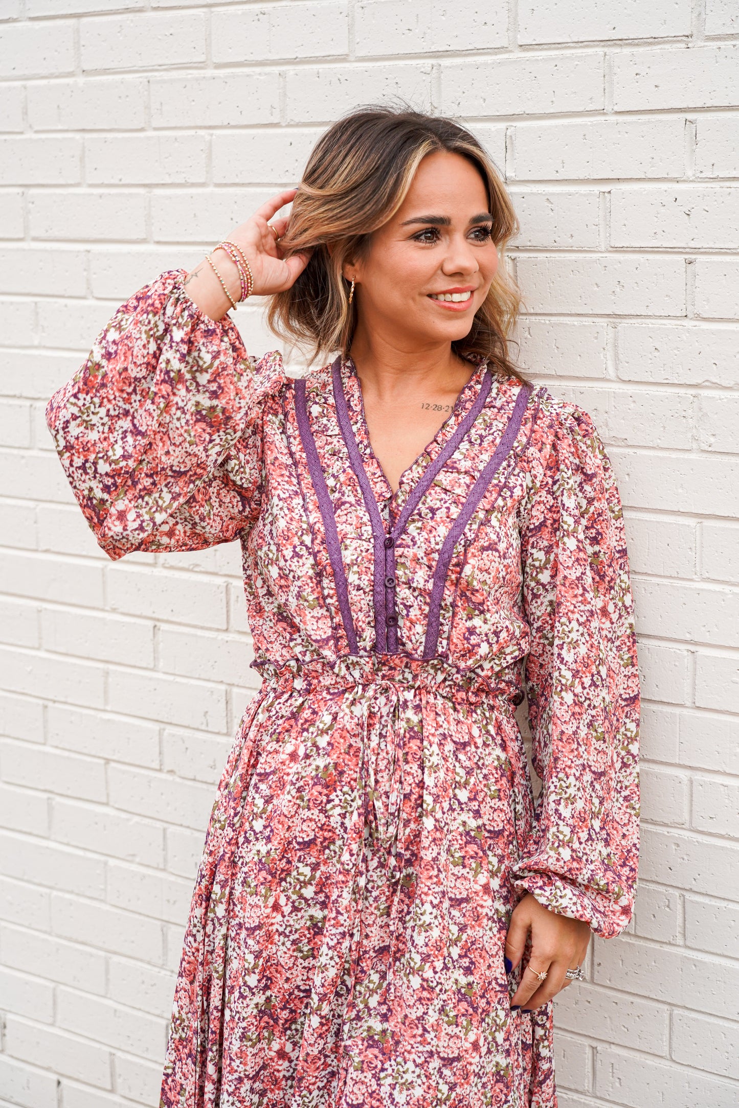 Front Split Floral V-Neck Maxi Dress