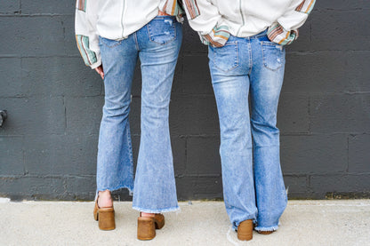 High-Rise Distressed Ripped Flared Jeans