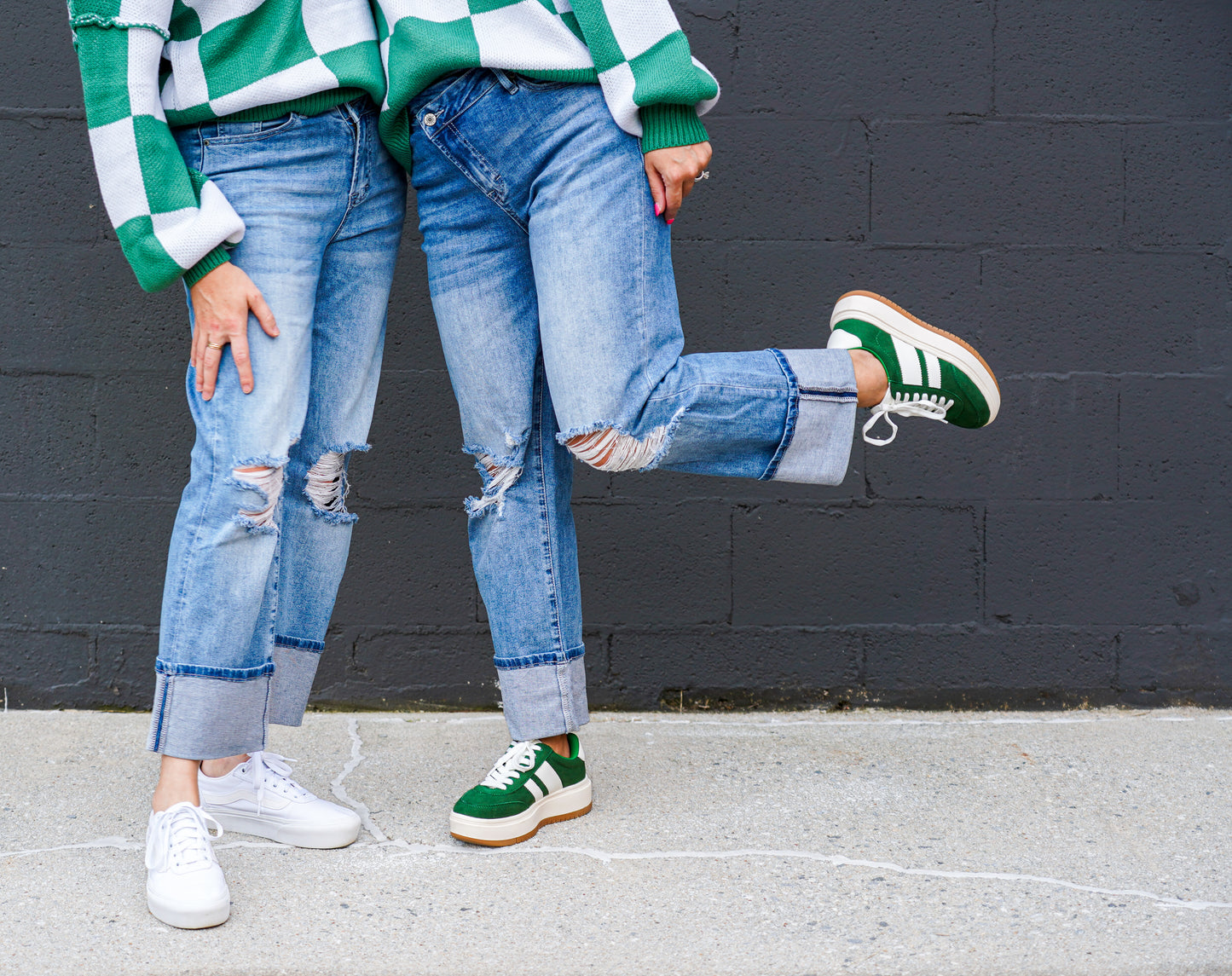 High-Rise Asymmetrical Button Ripped Jeans